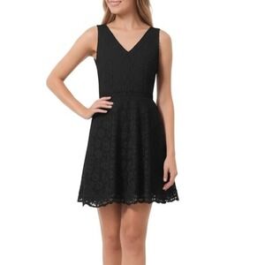 Charter Club A-Line Dress Black V-Neck Sleeveless Lace Scalloped Elegant Party M